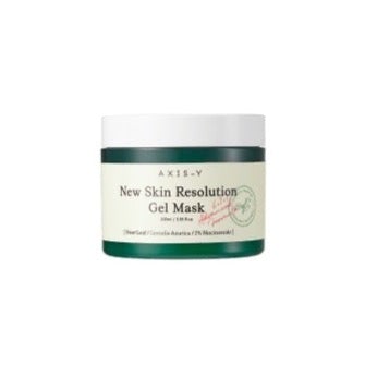 Imagem de AXIS-Y New Skin Resolution Gel Mask, com fórmula vegana e calmante, ideal para revitalizar e hidratar a pele sensível.