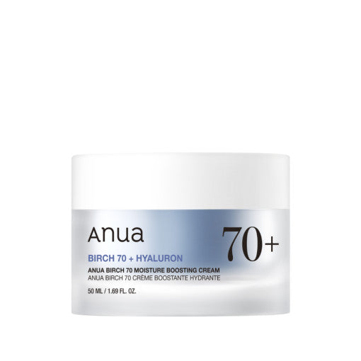 Imagem de Anua Birch 70 Moisture Boosting Cream mostrando sua fórmula de hidratação profunda, ideal para pele seca. Foto do creme para pele macia e nutrida.