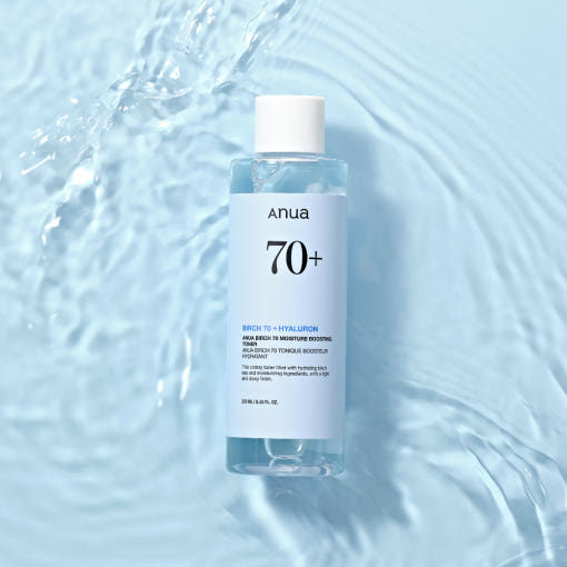 Imagem de Anua Birch 70 Moisture Boosting Toner, com hidratação intensa para pele seca. Foto do toner para pele radiante e equilibrada.