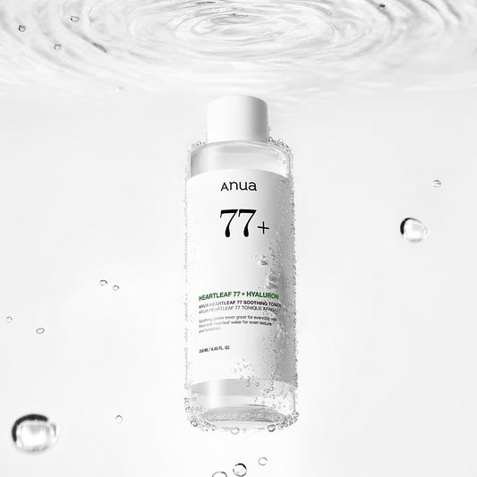 Imagem de Anua Heartleaf 77% Soothing Toner, com fórmula vegana e calmante, ideal para pele sensível e hidratada.