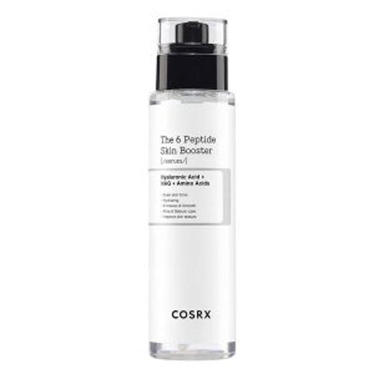 Imagem de COSRX The 6 Peptide Skin Booster Serum em frasco com fórmula altamente concentrada em peptídeos, projetada para promover o rejuvenescimento da pele, melhorando a elasticidade e firmeza. Ideal para reduzir linhas finas e sinais de envelhecimento, enquanto proporciona hidratação intensa e nutrição profunda para peles maduras.