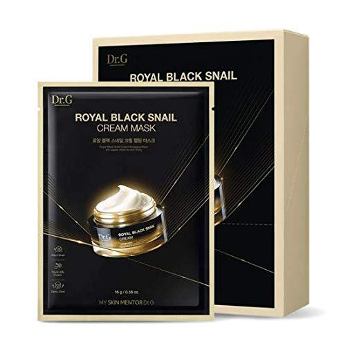 Imagem de Dr.G Royal Black Snail Cream Mask, mostrando embalagem de máscara facial enriquecida com secreção de caracol negro, conhecida por suas propriedades regeneradoras e nutritivas, ideal para hidratar, melhorar a elasticidade e firmar a pele cansada e desidratada. Uma máscara essencial para revitalização profunda.