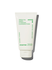 Imagem do Innisfree Green Tea Amino Hydrating Cleansing Foam, enriquecido com aminoácidos de chá verde, que oferece uma limpeza suave e hidratante. Ideal para todos os tipos de pele, especialmente secas, proporcionando frescor e hidratação sem ressecar. Um limpador que equilibra e nutre a pele profundamente.