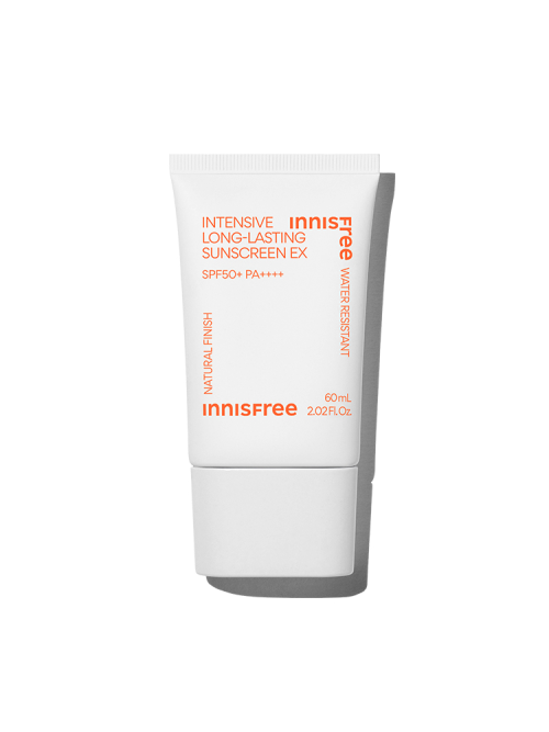 Imagem do Innisfree Intensive Long-Lasting Sunscreen, com alta proteção UV e fórmula resistente à água, que protege a pele contra os danos solares enquanto hidrata e mantém o frescor. Ideal para todos os tipos de pele, proporcionando uma defesa eficaz contra os raios UVA e UVB.