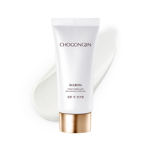 Imagem do MISSHA Chogongjin Sulbon Sunscreen, formulado com ingredientes tradicionais coreanos que oferecem proteção UV de amplo espectro e cuidado antienvelhecimento. Ideal para todos os tipos de pele, proporcionando firmeza e protegendo contra os danos solares, deixando a pele suave e rejuvenescida.