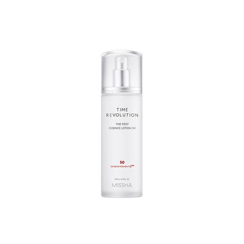 Imagem do MISSHA Time Revolution The First Essence Lotion, com ingredientes fermentados que proporcionam hidratação profunda e suavizam a pele, melhorando sua textura e luminosidade. Ideal para todos os tipos de pele, especialmente para quem busca maciez e um toque sedoso.