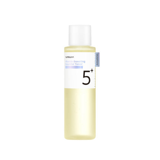 Imagem do Numbuzin No.5+ Vitamin Boosting Essential Toner, formulado com vitaminas essenciais que promovem luminosidade e hidratação intensa, revitalizando a pele e deixando-a radiante e saudável. Ideal para todos os tipos de pele, proporcionando frescor e um brilho natural.