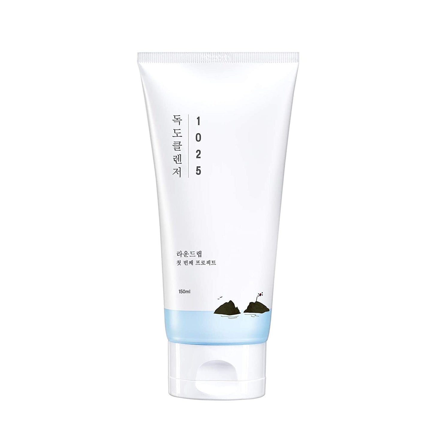 Imagem do Round Lab 1025 Dokdo Cleanser, formulado para limpar suavemente a pele sem ressecar, mantendo a hidratação natural e proporcionando uma sensação de frescor. Ideal para todos os tipos de pele, removendo impurezas e deixando a pele equilibrada e macia após cada uso.