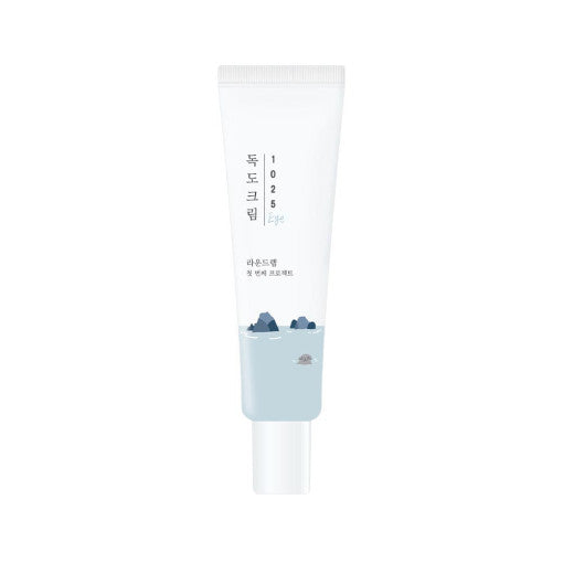 Imagem do Round Lab Dokdo Eye Cream, que proporciona hidratação intensa e suaviza a área ao redor dos olhos, reduzindo o inchaço e as olheiras. Ideal para todos os tipos de pele, especialmente para quem busca firmeza e revitalização da pele ao redor dos olhos.