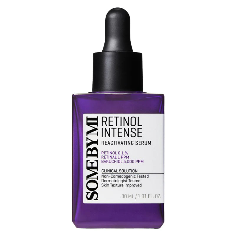 Imagem do SOME BY MI Retinol Intense Reactivating Serum, formulado com retinol, que promove a renovação celular, suaviza linhas finas e melhora a firmeza da pele, proporcionando uma aparência rejuvenescida e mais firme. Ideal para todos os tipos de pele, especialmente maduras.