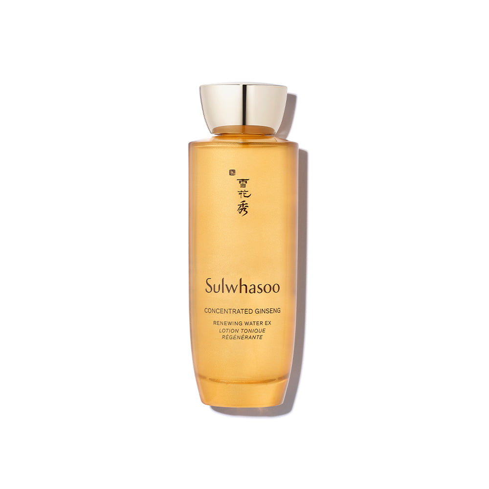 Imagem do Sulwhasoo Concentrated Ginseng Renewing Water, formulado com extrato de ginseng, que hidrata profundamente e revitaliza a pele, promovendo uma aparência suave e renovada. Ideal para todos os tipos de pele, proporcionando frescor e hidratação duradoura com propriedades antienvelhecimento.