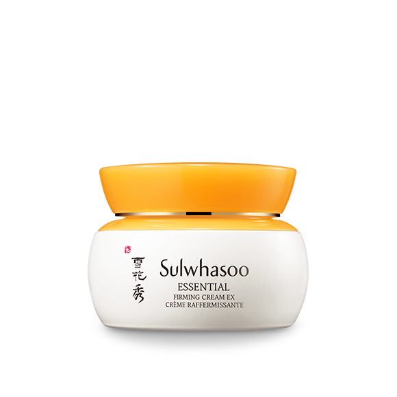 Imagem do Sulwhasoo Essential Firming Cream, que promove a firmeza e revitalização da pele, combatendo sinais de flacidez e envelhecimento. Ideal para todos os tipos de pele, especialmente as maduras, ajudando a suavizar a textura da pele e a restaurar sua elasticidade.